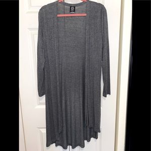 Long grey open cardigan by Bobeau.